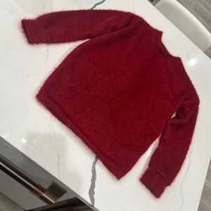 Red Sweater With Shimmer & Open Twist Back